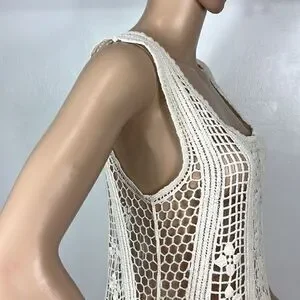 Crochet Ryu Ryu | Tops | Ryu Ivory Crochet Lace Sleeveless Scoopneck Tunic Top ...